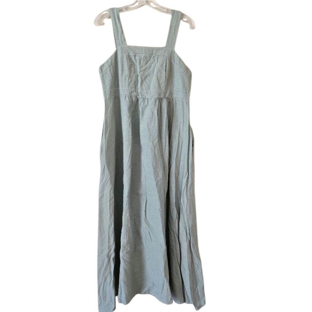 Francesca Bettini Women's Maxi Linen Dress Size XL Green Pockets made in Italy
